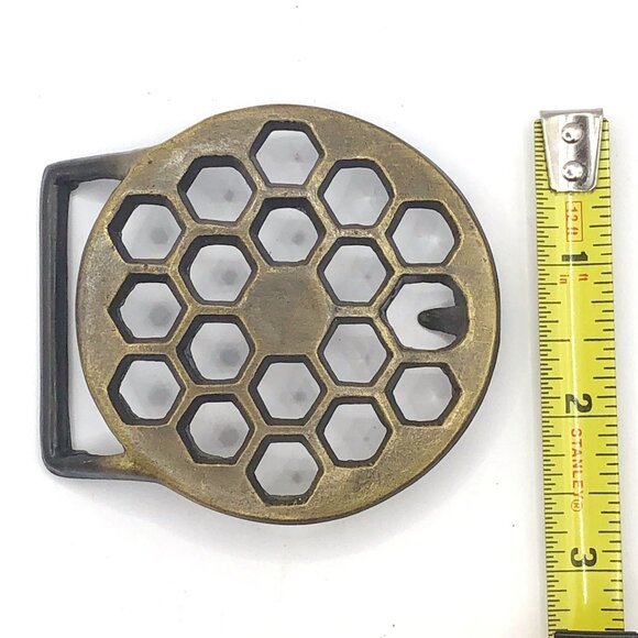 Vintage Unisex Brass Honeycomb Belt Buckle – Steampunk Industrial Style - Picture 3 of 6